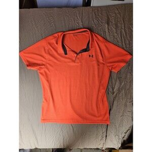 Under Armour Mens 2XL Orange Polo Shirt Short Sleeve Golf Athletic